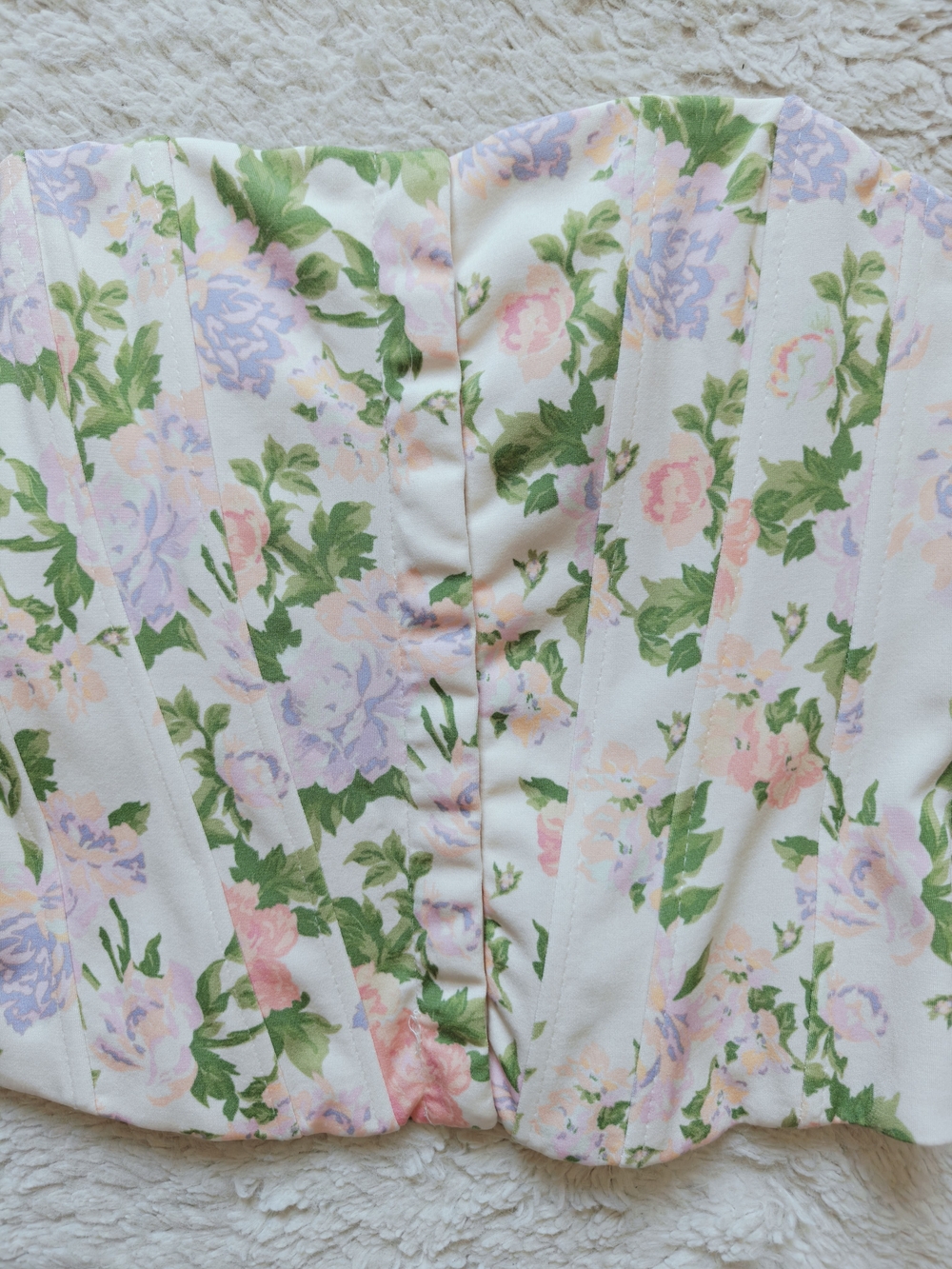 Zara Floral Structured Corset Top | Sweetheart Bustier Boning Hook Eye | Size XS - Picture 3 of 4